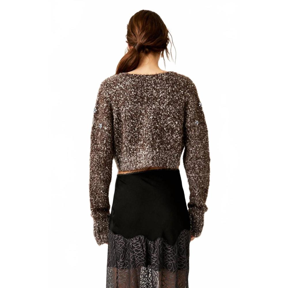 NEW FREE PEOPLE twinkle cardigan in hot fudge - Picture 2 of 2
